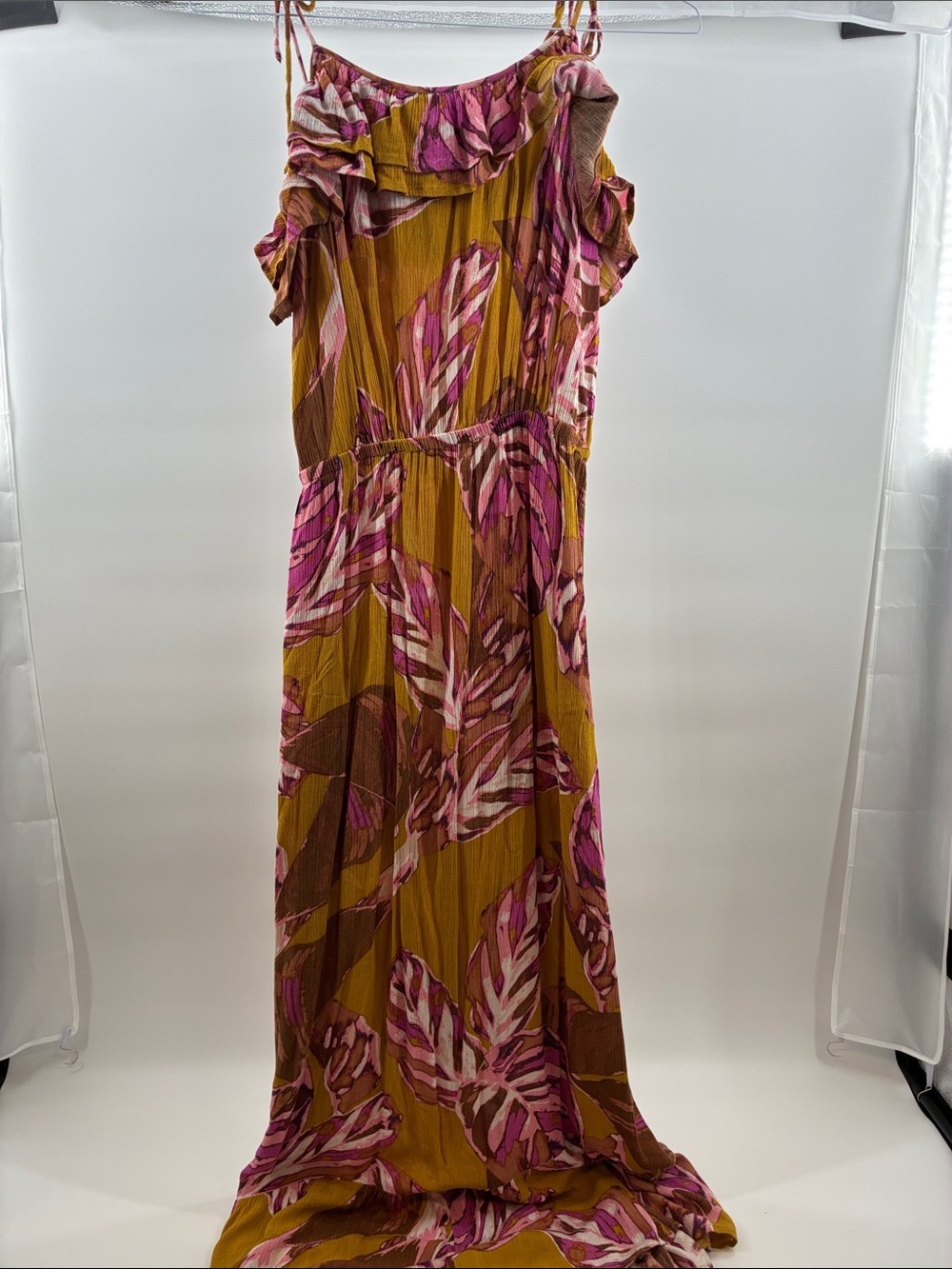 Westport Mustard and Pink Floral Maxi Dress
